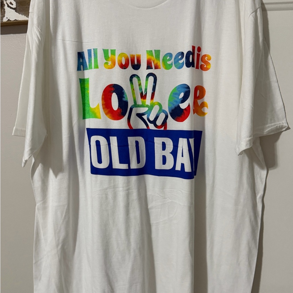 OLD BAY Anvil White Graphic Tee with Multicolor Design